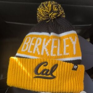47 Brand Cal Berkeley Pom Beanie in Gold, Black and White